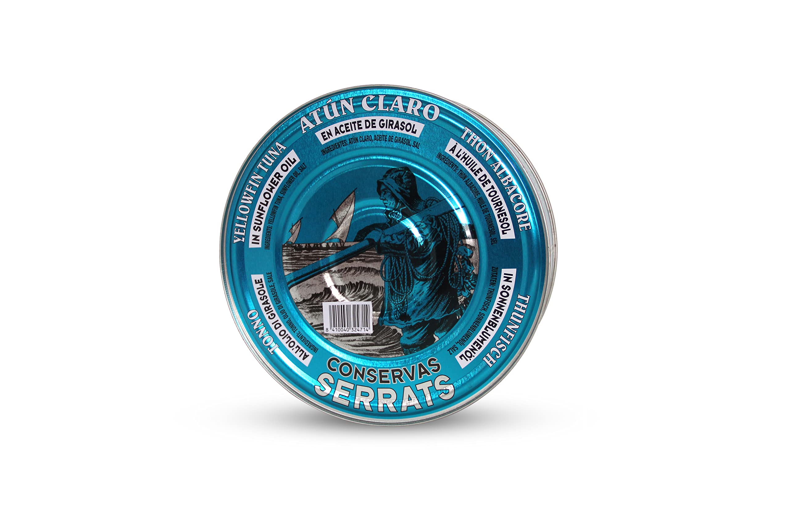 CONSERVAS SERRATS - Atún Claro en Aceite de Girasol - 4 Latas x 1800g (Total: 7200g) - Elaboración Artesanal desde 1890 - Sin Gluten - Rico en Omega 3