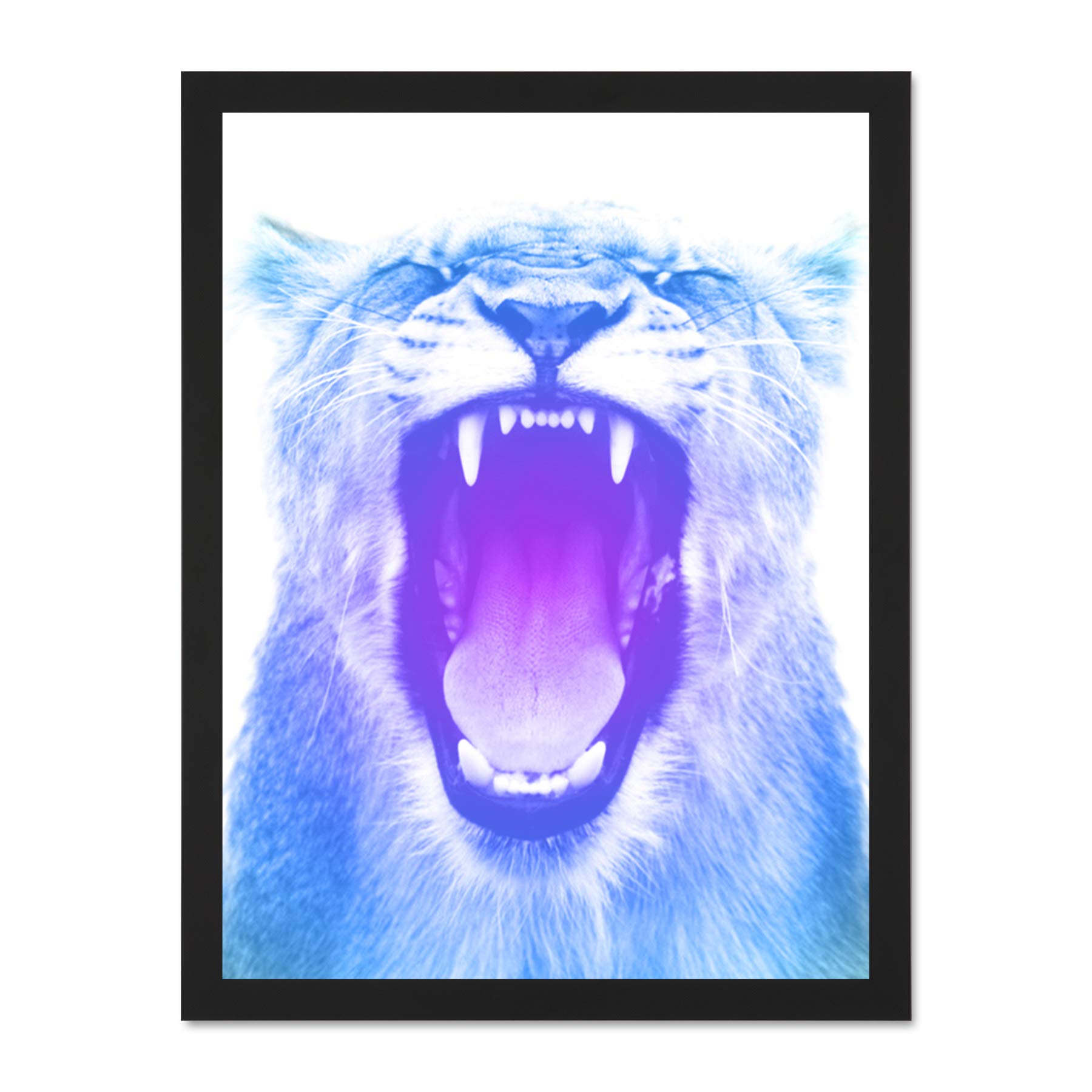 Wee Blue Coo Colourful Roar Lion Large Framed Art Print Wall Poster 18x24 inch