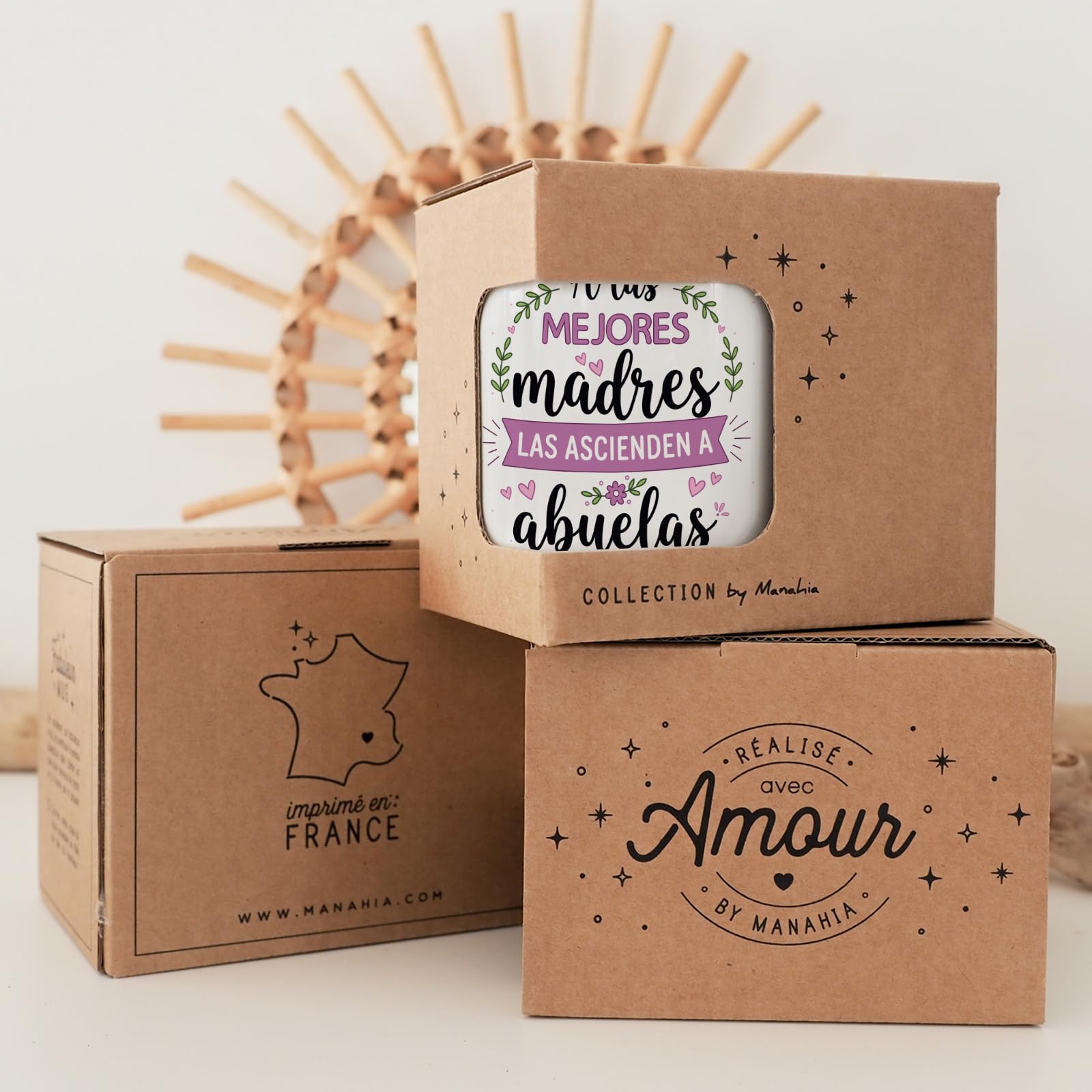 Manahia - Taza Abuela - A las mejores madres las ascienden a abuelas | Regalo Original Futura Abuelita - Yaya - Idea Sorpresa Anuncio Embarazo | Caja Regalo Kraft — view 9