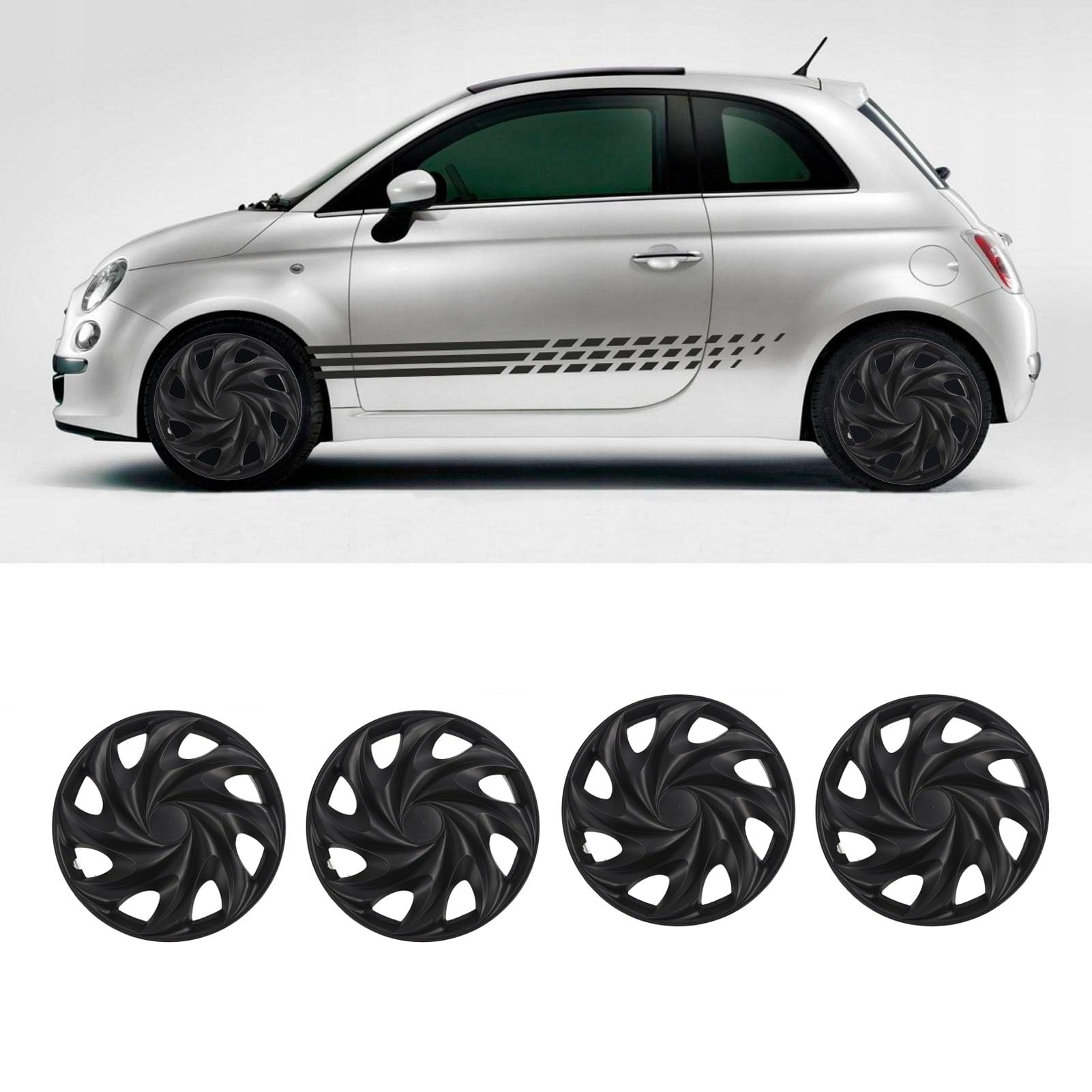 Haofy Copricerchi da 15 Pollici a Scatto, 4 Pezzi, Neri, Universali, Adatti per Auto, Camion, Furgoni, Facile Installazione in Pochi Minuti, Materiale Plastico ABS, Resistente Ai Graffi, Sostituzione