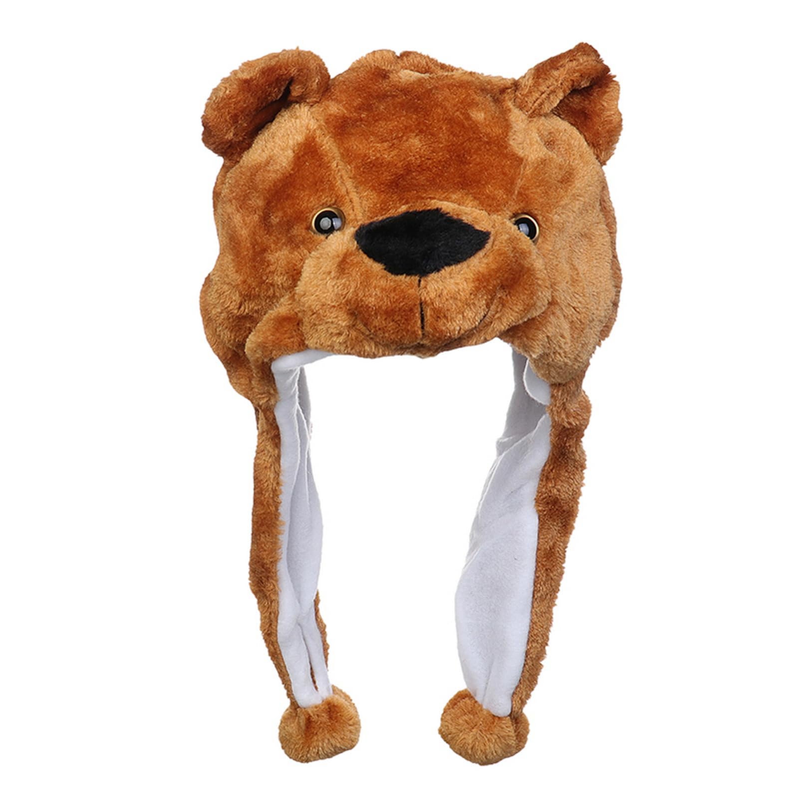 VPbao Plush Headgear Hat, 2-in-1 Hat with Ear Flaps Scarf Set, Funny Cartoon Animal Cap for Costume Party - Comfortable Soft Warm Novelty Unisex Headwear Props Brown Bear — image 1