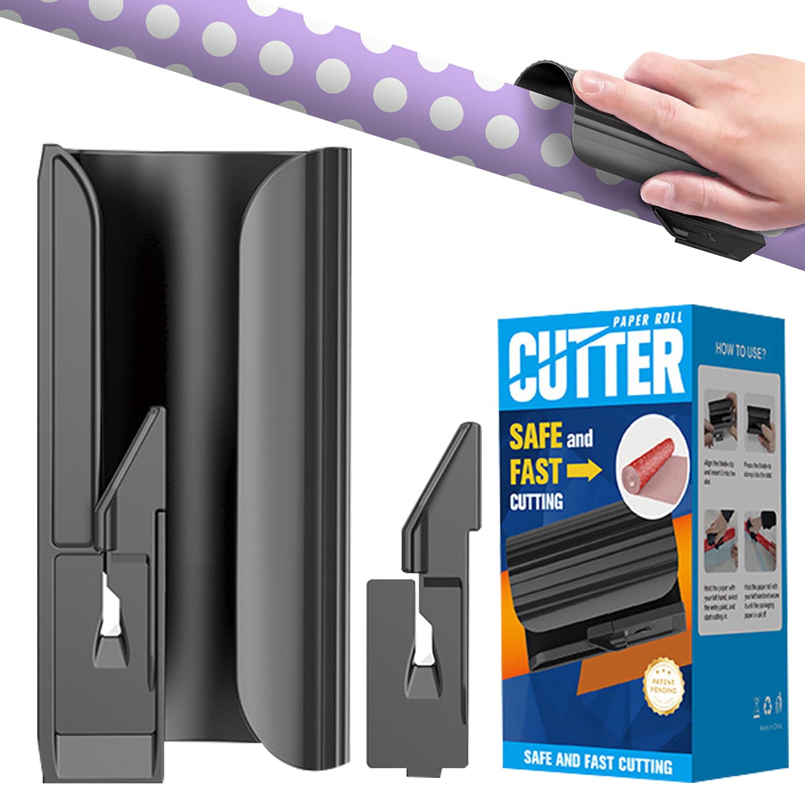 Taglierina Per Carta Da Regalo Scorrevole - Con Manico - Per Rotoli Di Carta Da Imballo - Sicura E Facile Da Usare - Foto 13