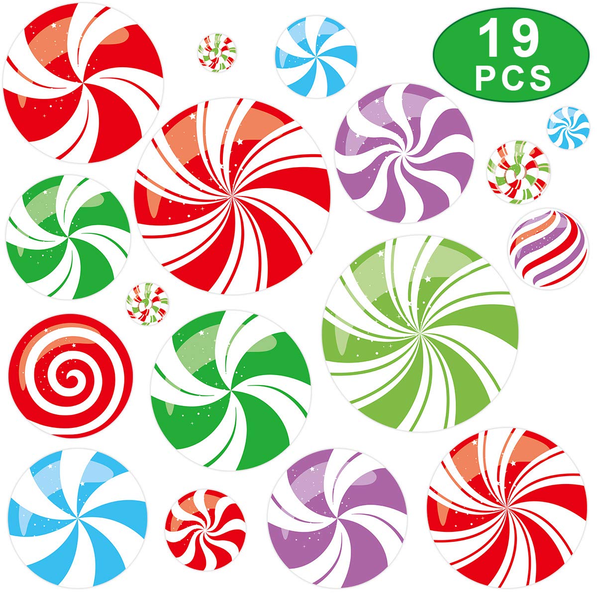 Amazon.com: Peppermint Cutouts Colorful Candy Christmas Wall Party  Decoration 19PCS Peppermint Holiday Cut-Outs : Home & Kitchen