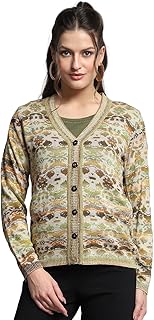 monte carlo Womens Self Design Green V Neck Full Sleeve Cardigan_1243662VN-2-picture-33