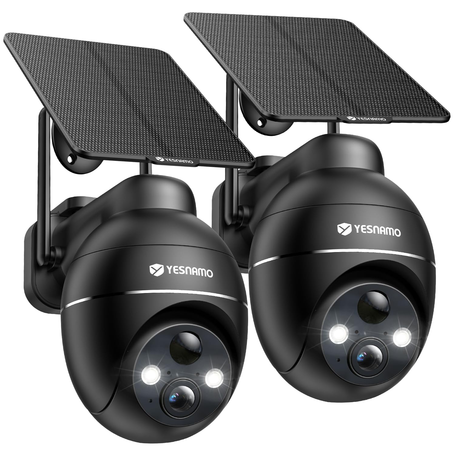 Camara Vigilancia WiFi Exterior Solar 2K sin Cables Pack 2, Camaras de Vigilancia para Dos Zonas, Panel Solar con Batería Recargable, 360° PTZ, Visión Nocturna Color, sin Suscripción (Negro)