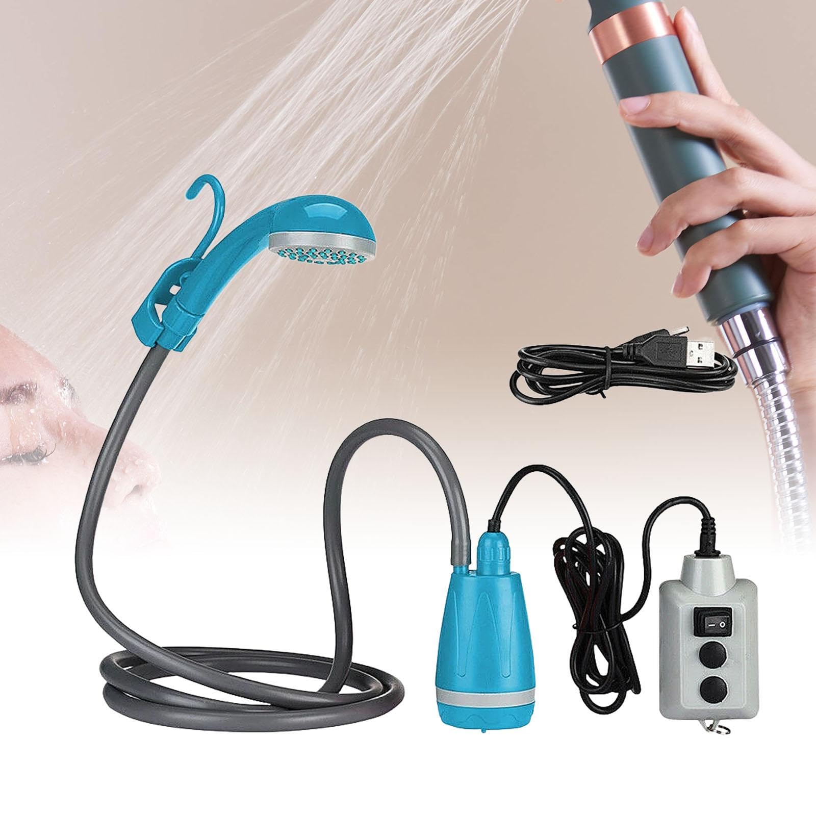 Ducha Portátil para Camping, Ducha para Exteriores, Cabezal de Ducha de Mano, Bomba de Ducha Eléctrica Recargable por USB para Viajes Y Jardinería.