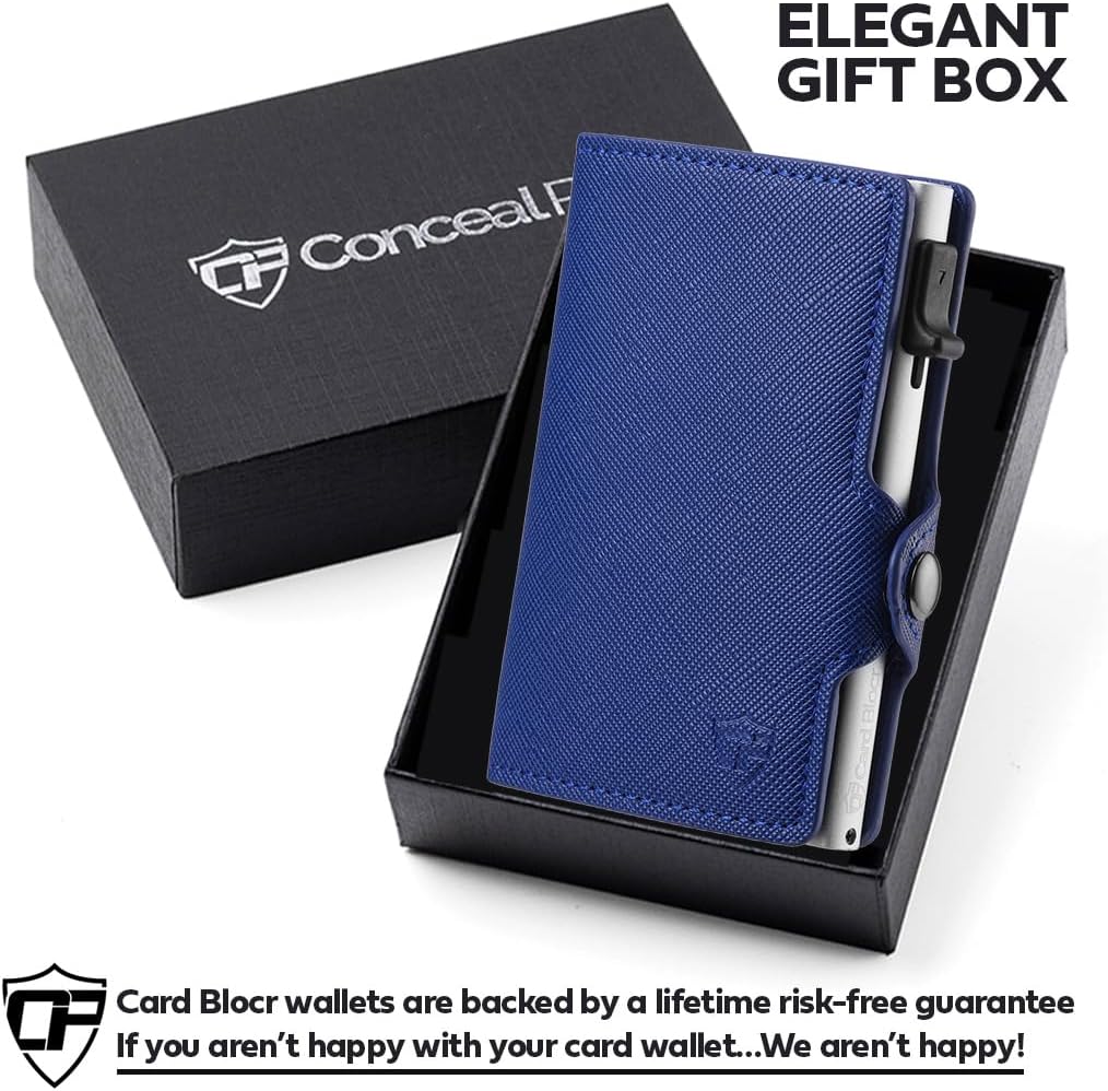 Conceal Plus Small RFID Pop Up Wallet for Women – Slim Minimalist Credit Card Holder (4-6 Card Capacity) – Compact Aluminum Metal Case with RFID Blocking Security Travel Wallet