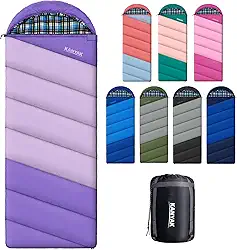 Saco de dormir com forro de flanela de algodão para adultos, adolescentes, crianças, clima frio e quente, 3 estações, equipamento essencial de acampamento compacto leve, caminhadas, atividades ao ar