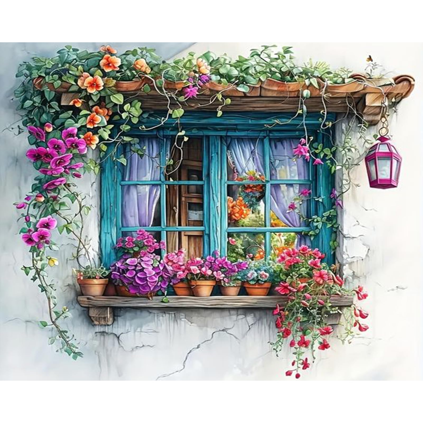 JATOK Paint by Numbers for Adults, Painting Kits for Beginners On Colored Canvas, Easy DIY Acrylic Pigment Drawing Paintwork for Home Wall Decor, 16x20in Frameless, Window