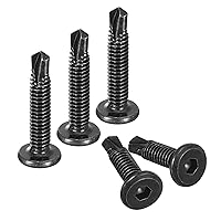 Vista 9 de uxcell Tornillos de cabeza hexagonal autorroscantes, 1/4 x 3/4 Acero inoxidable 410 tornillos de chapa metálica de cabeza plana 50 piezas, plateado