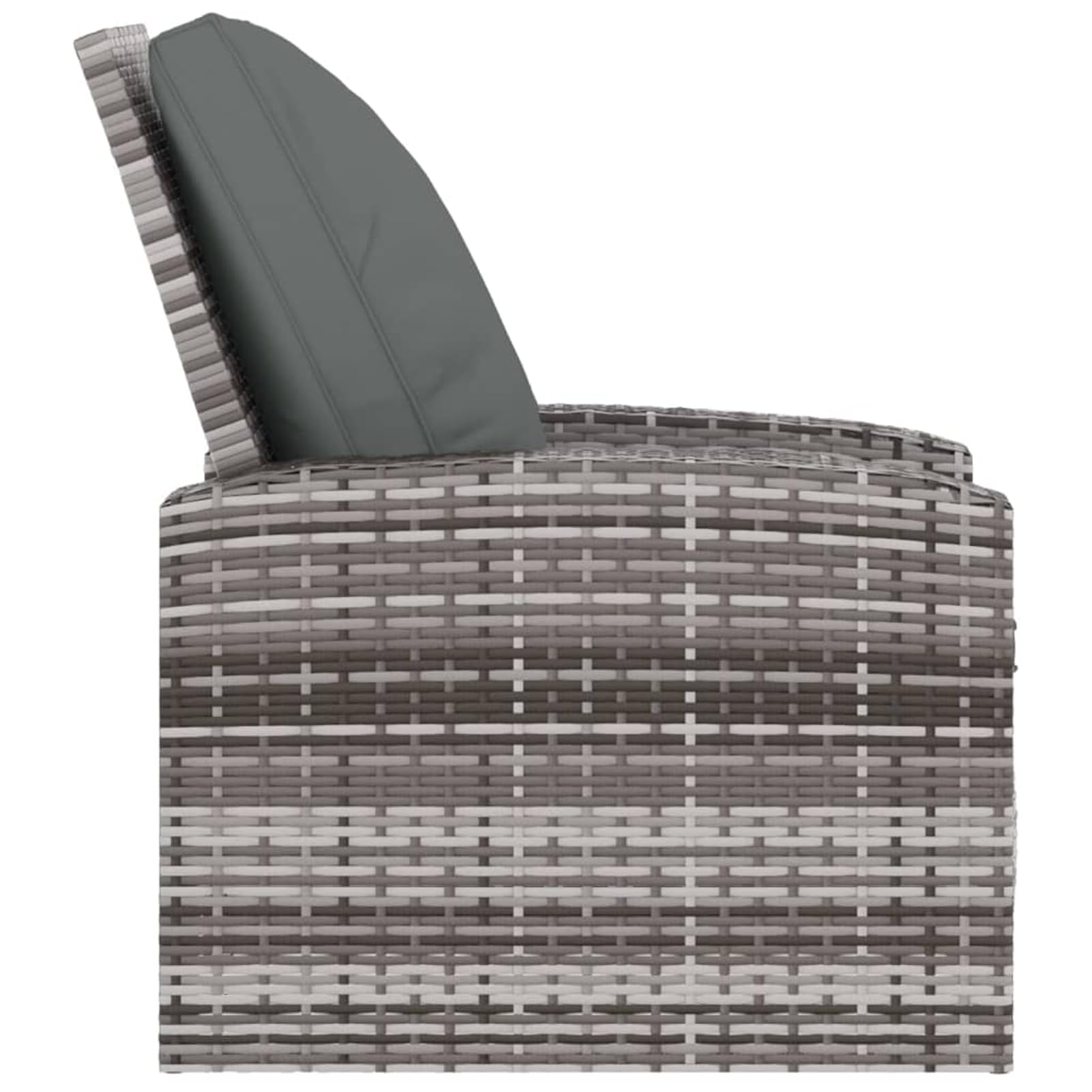 Homgoday Poltrona reclinabile da giardino con cuscini in rattan sintetico grigio, sedie da giardino poltrona da esterno terrazza balcone patio poltrona seduta mobili mobili casa sala da pranzo