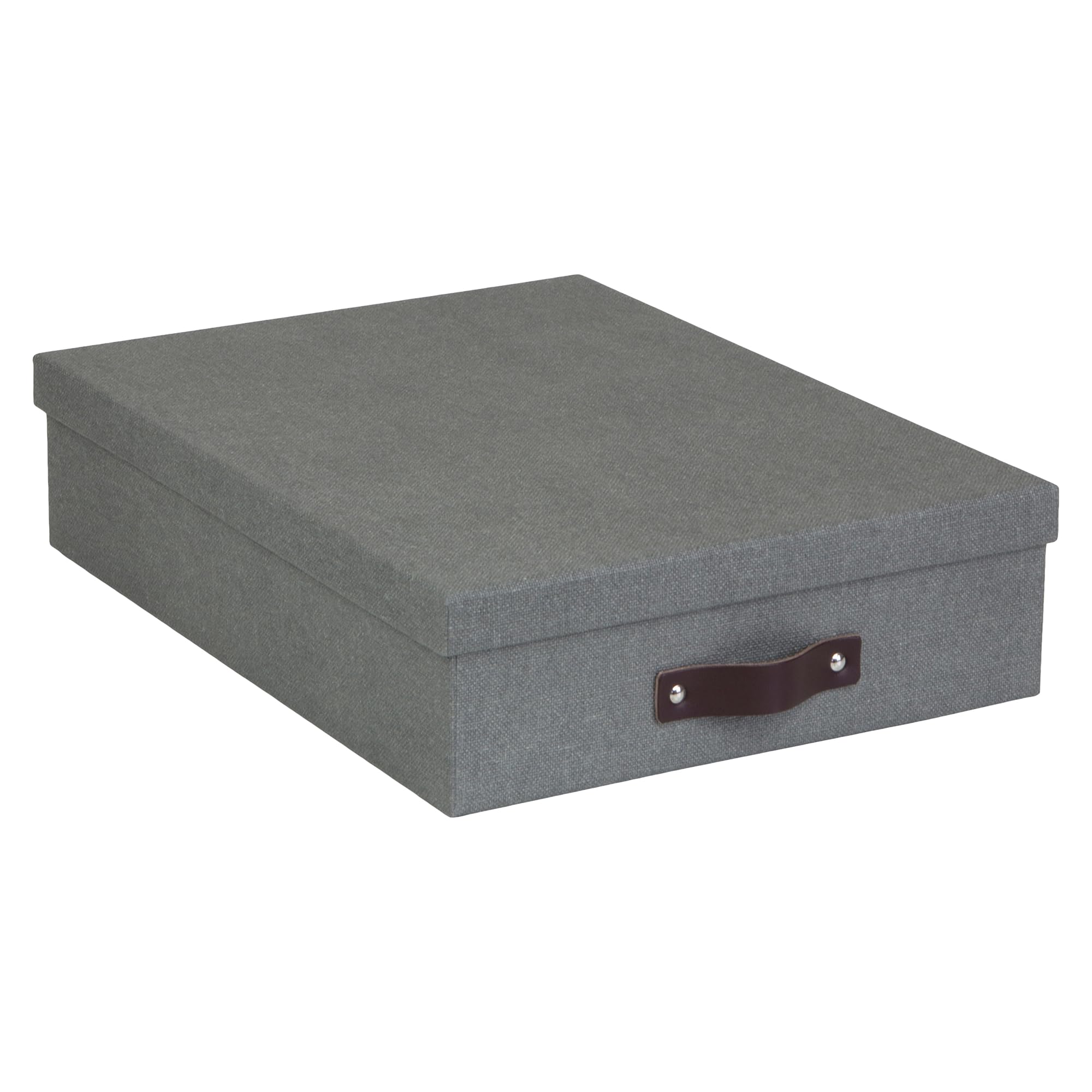 Bigso Box of Sweden Katia middelgrote opbergdoos met deksel, stabiele organizer van vezelplaat en papier in linnenlook, praktische vouwbox met etikettenframe, mintgroen