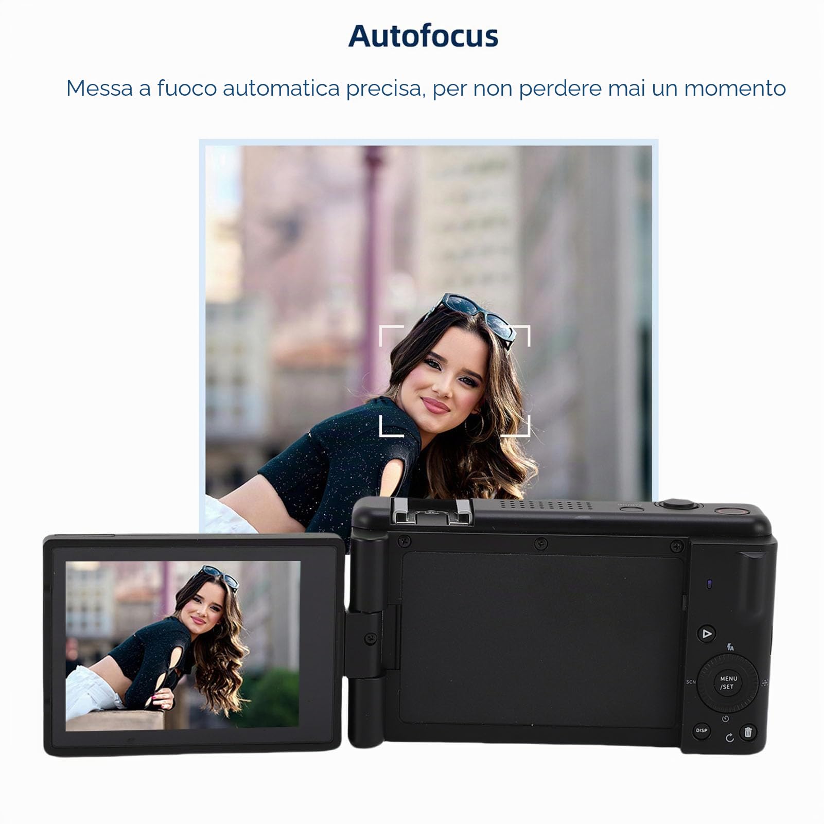 Fotocamera Digitale 5K con WiFi, 80MP HD Zoom 18X Messa a Fuoco Automatica 180 Gradi 2.8 Pollici Flip Screen Vlogging Telecamere, Giroscopio a 5 Assi Anti Shake Supporto Fino a (Nero)