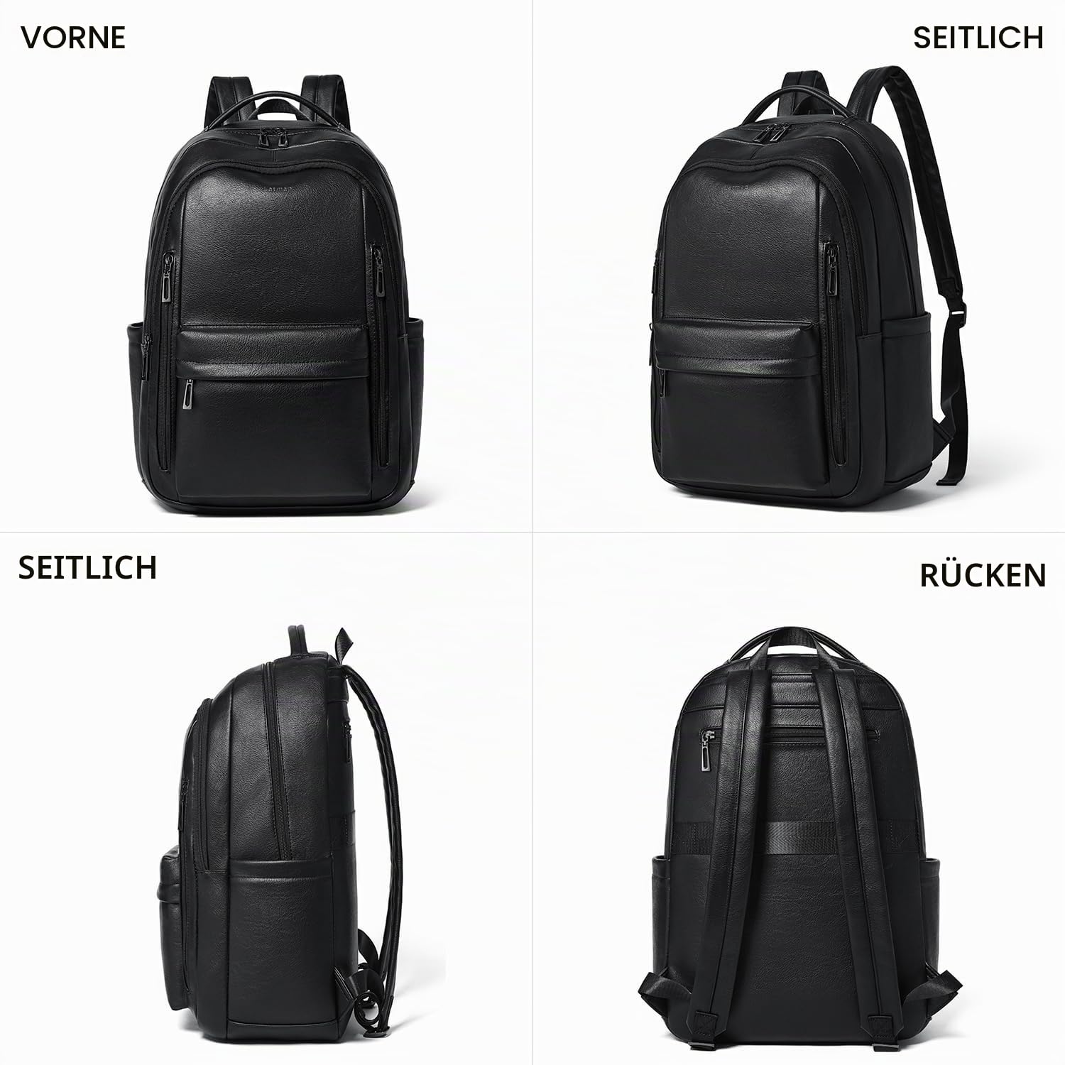 LATMAP Lederrucksack Damen 30L,Rucksack Damen Tagesrucksack Mittel-Groß Laptoprucksack Elegant Handtasche Unisex Lederrucksack mit Geldbörse für Uni Reisen Freizeit