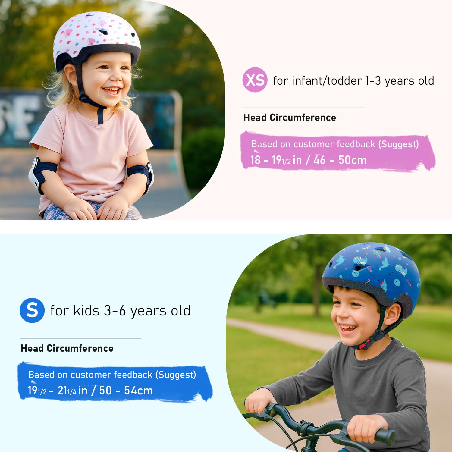 MOUNTALK Casques de vélo pour tout-petits de 2 à 4 ans, casque de vélo pour enfants de 3 à 5 à 8 ans, 2 tailles de casque pour bébé/bébé/enfant de 1/2/3/4/5/6/7/8 ans