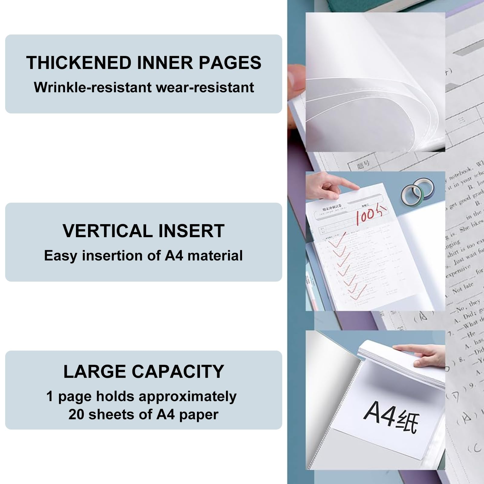 A4 Display Folder with Plastic Sleeves Display Folder Project Folders Presentation Folders Certificate Folder for Paperwork Home School & Offices Use (4 PCS - Image 4