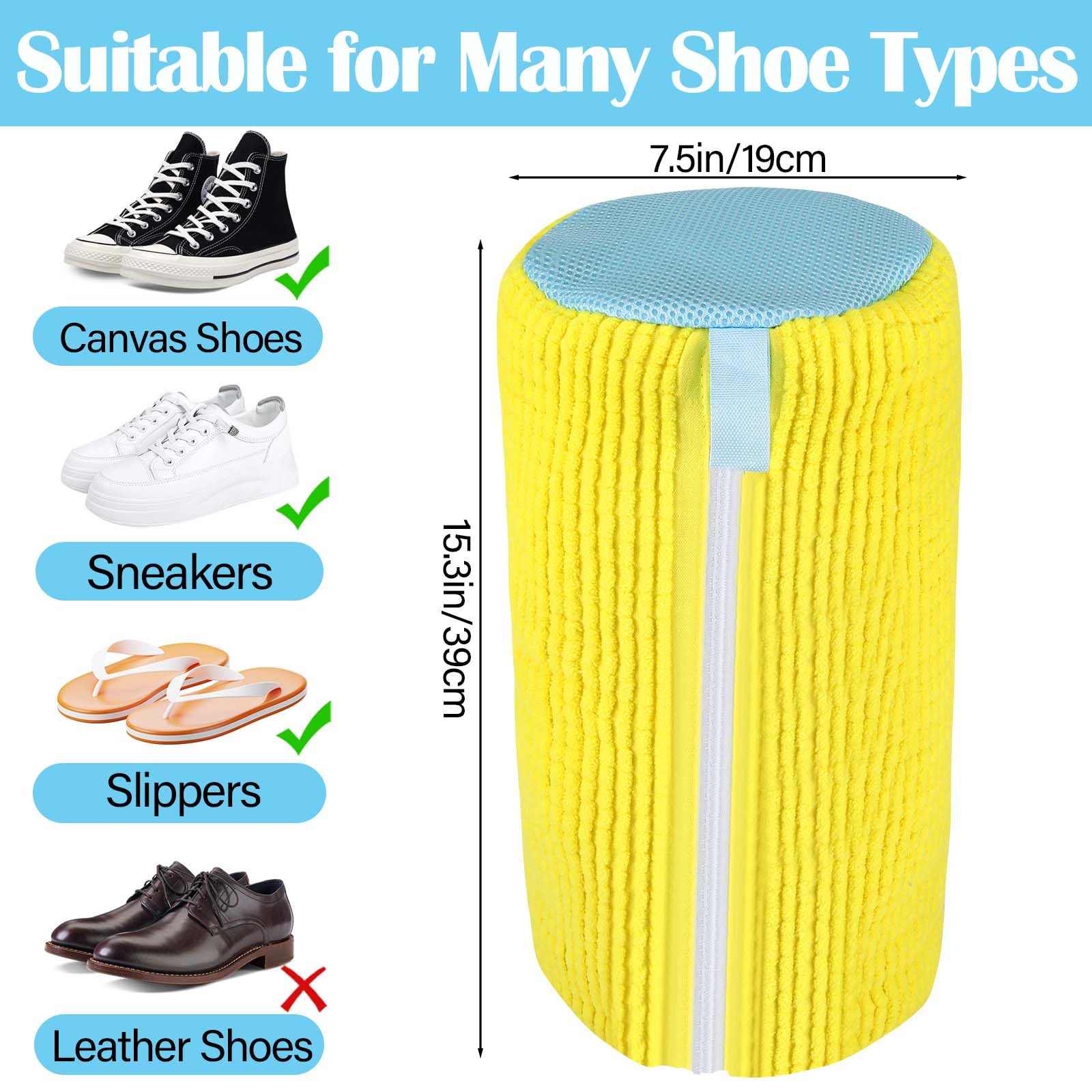 Farerkass Bolsa para Lavar Zapatos para Lavadora, 2 Piezas Bolsa Lavadora Zapatillas con Cremallera, Reutilizable Bolsa Malla para Lavadora Secadora Zapatos — view 2
