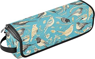 Estuche de viaje 2 en 1 con tapete de hierro, impermeable, portátil, abierto, plano, para rizador, rizador, secador de pelo, organizador de accesorios para el cabello, color azul