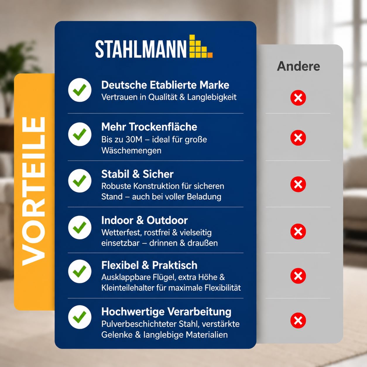 STAHLMANN JETZT NEU Wäscheständer Schwarz XXL [30 m Trockenfläche] – Wäscheständer klappbar mit 20 m Flügel & 10 m Kleiderstange – platzsparendes 2-in-1 Trockensystem mit Sockenhalter