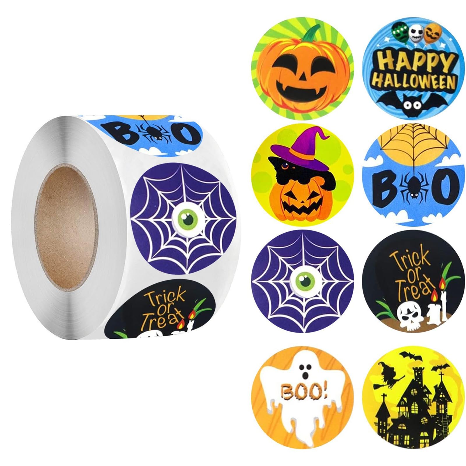 Halloween Stickers Round Gift Labels, Mixed Colour 500 Pcs