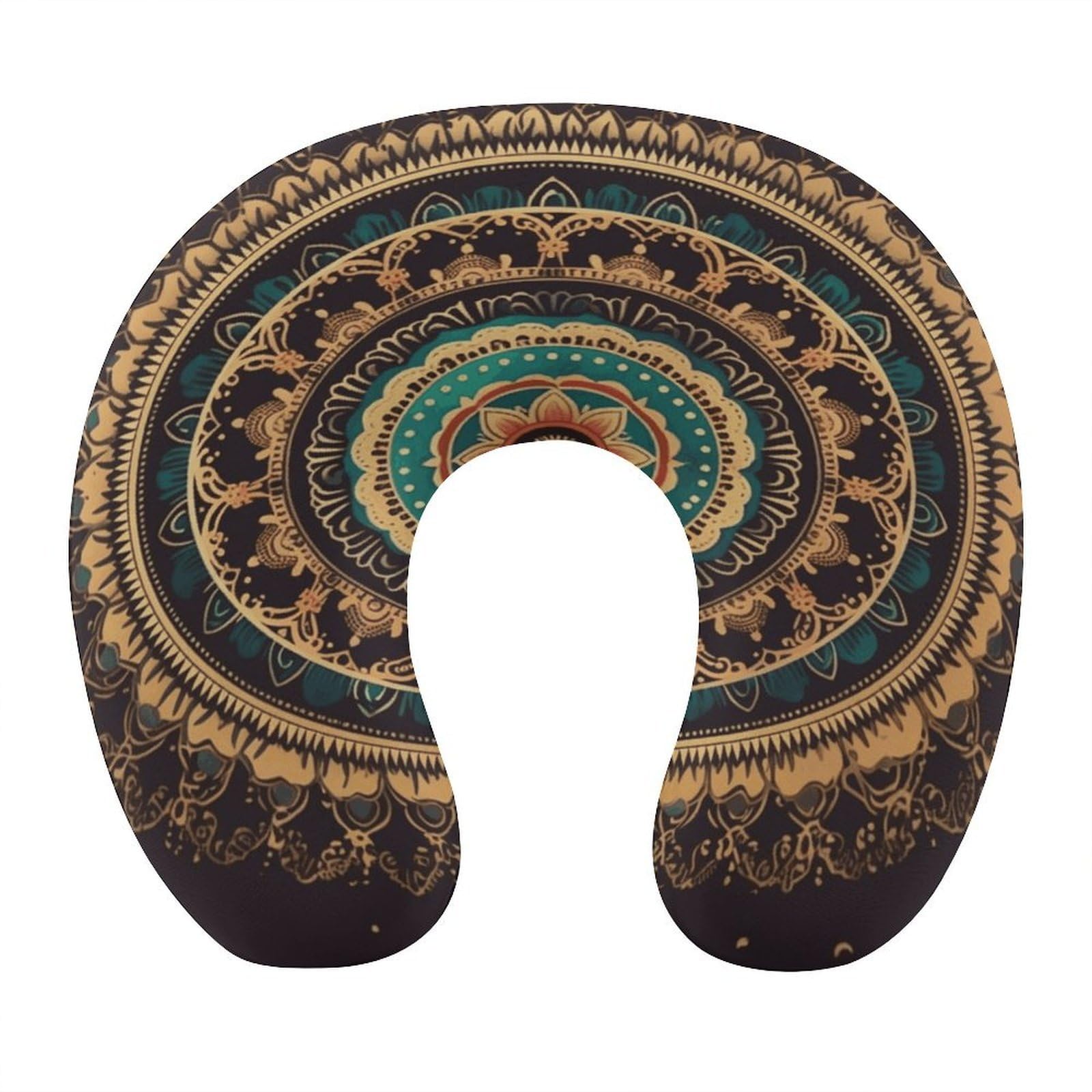MUSM Mandala Travel Pillow for Sleeping Comfortable Portable U Shaped Pillows for Airplane Car Train Lightweight Memory Foam Neck Pillow for Home Office Travelling