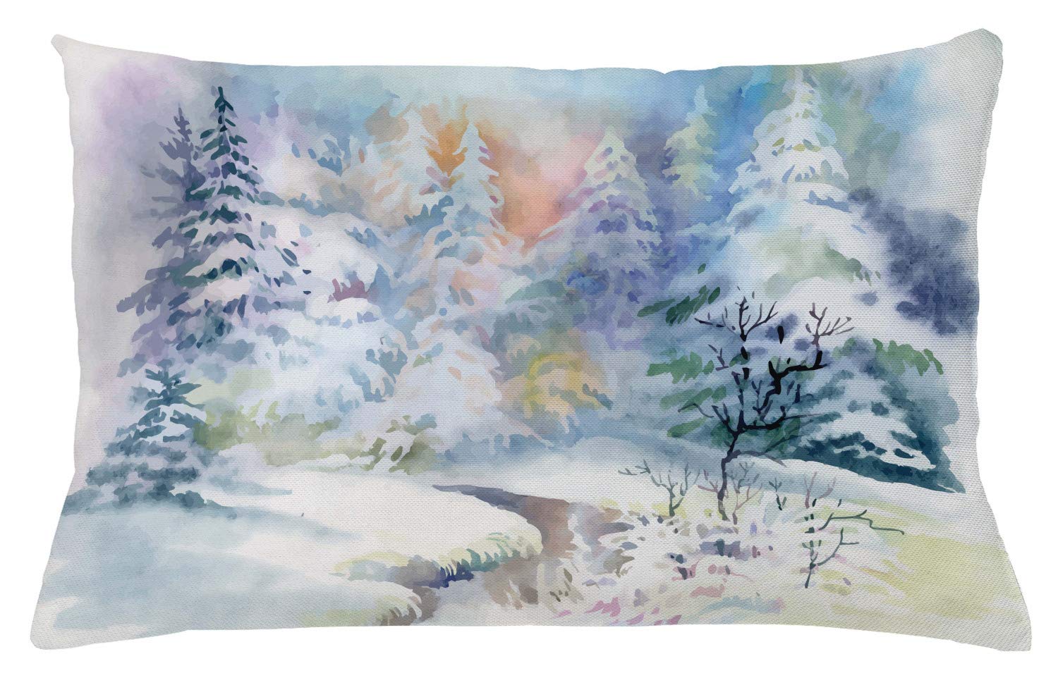 ABAKUHAUS Inverno Federa Fodera Cuscino, Cougar e Snowy Mountains, Copricuscino Quadrato Decorativo, 60 cm x 60 cm, Pallido Grigio Purpleblue