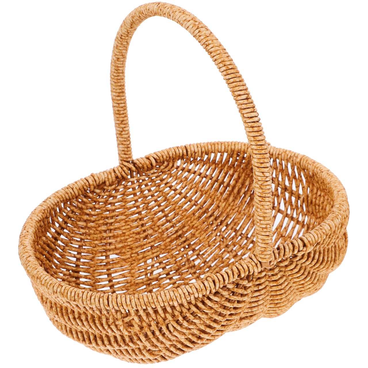 BESTOYARD Rattan Picnic Basket with Handle, 10X6 Inch Wicker Woven Storage Basket for Fruits, Vegetables, Snacks, Home Decor, Outdoor Use