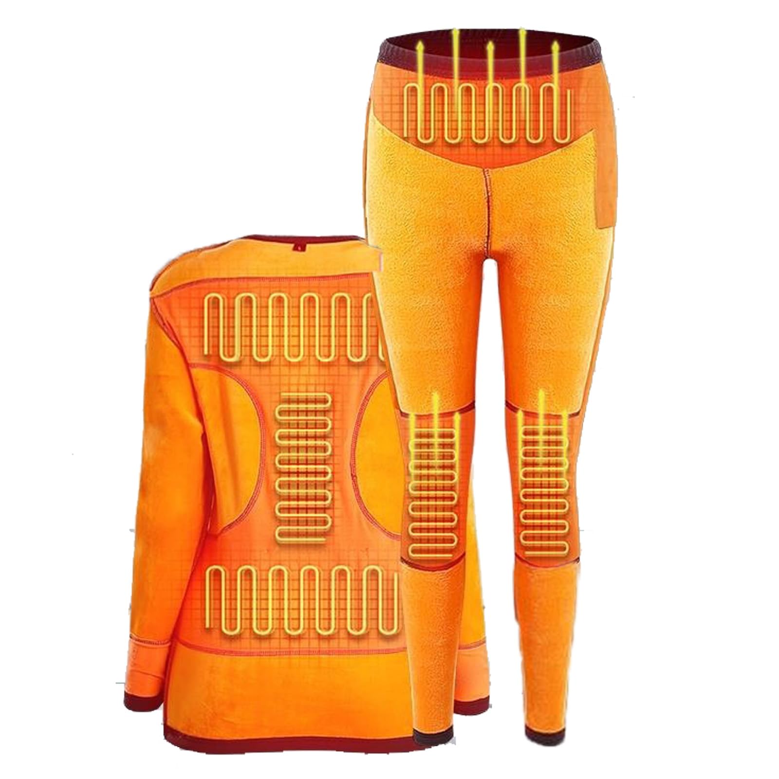 Women's Heated Thermal Underwear Set, Winter Warm Fleece Base Layer, USB Heating Top and Pants for Hiking,M,Black