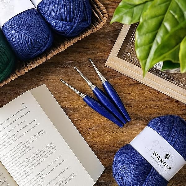 Furls Crochet Hook, Odyssey Navy Blue, Nickel Plated Tip for Effortless Glide, Ergonomic Handle Crochet Hooks 7" (Odyssey Navy Blue, H - 5.00mm) - 5