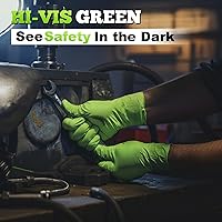Vista 4 de TitanFlex Heavy Duty Industrial Nitrile Gloves with Raised Diamond Texture, 8-mil, Latex Free (Green/Dark Green/Yellow)