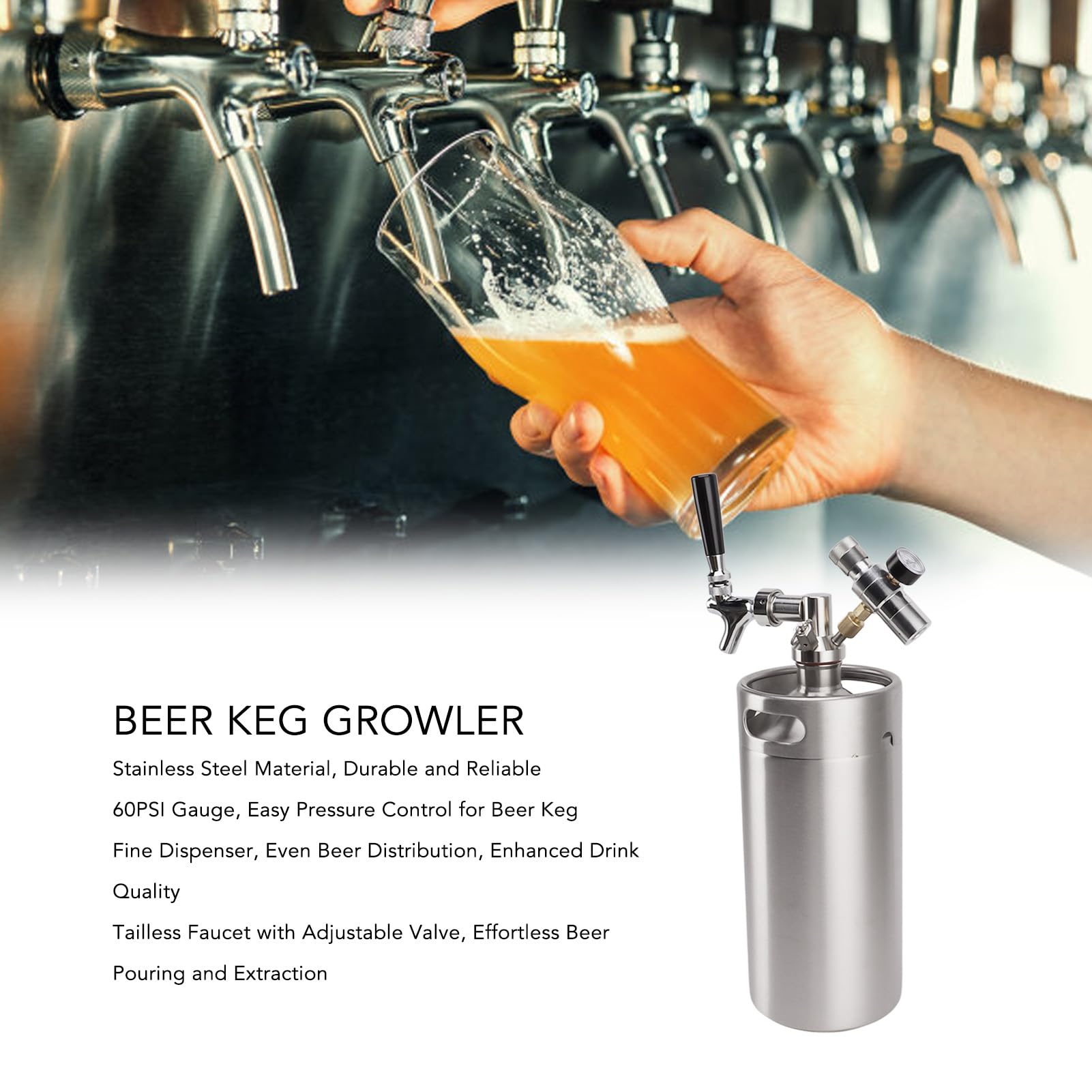 MRbrew Mini-Fassspender Mit Hahn – Für Fassbier & Growler Zu Hause Oder Unterwegs