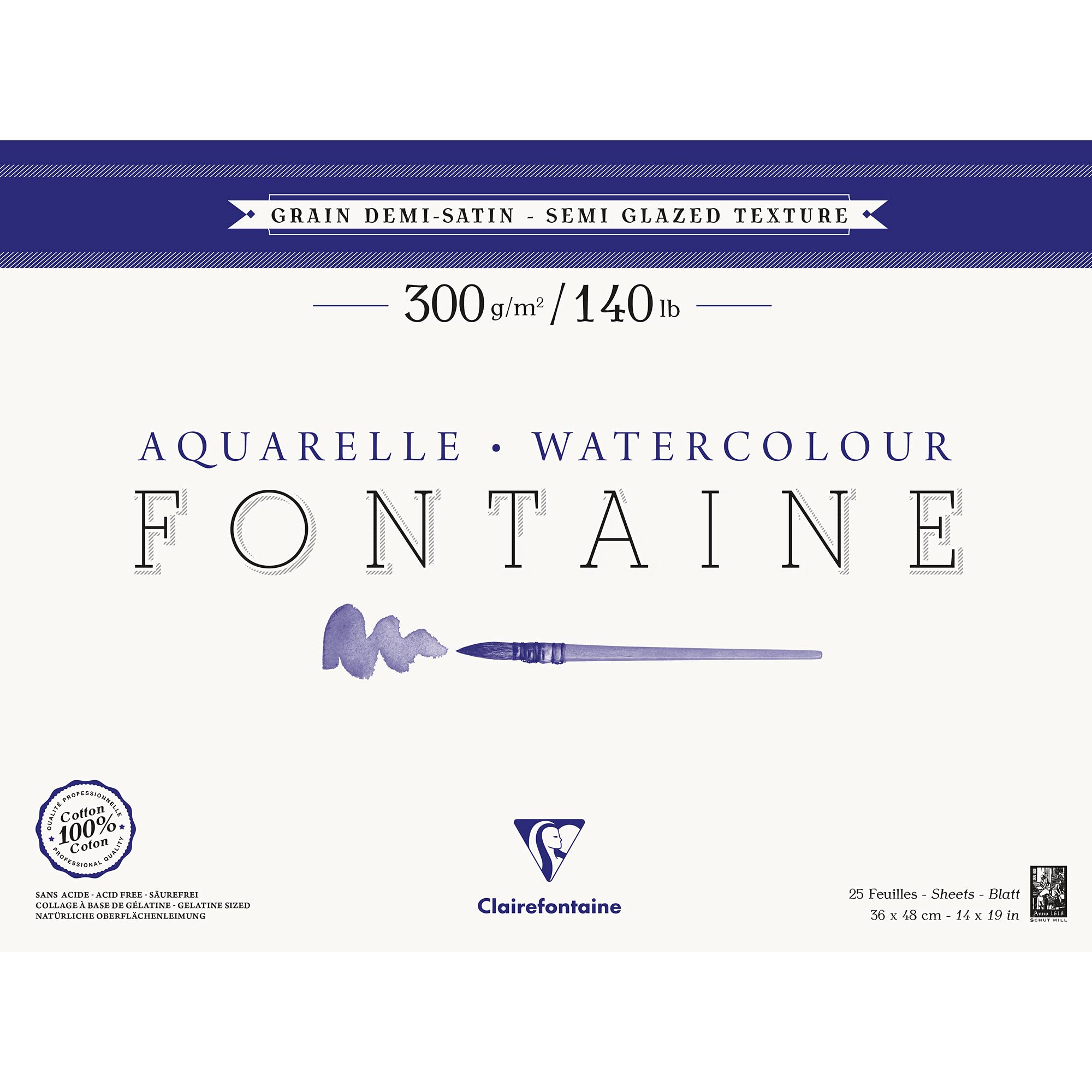 Clairefontaine 96408C blok do akwareli klejony z 4 stron 36x48 cm 300 g