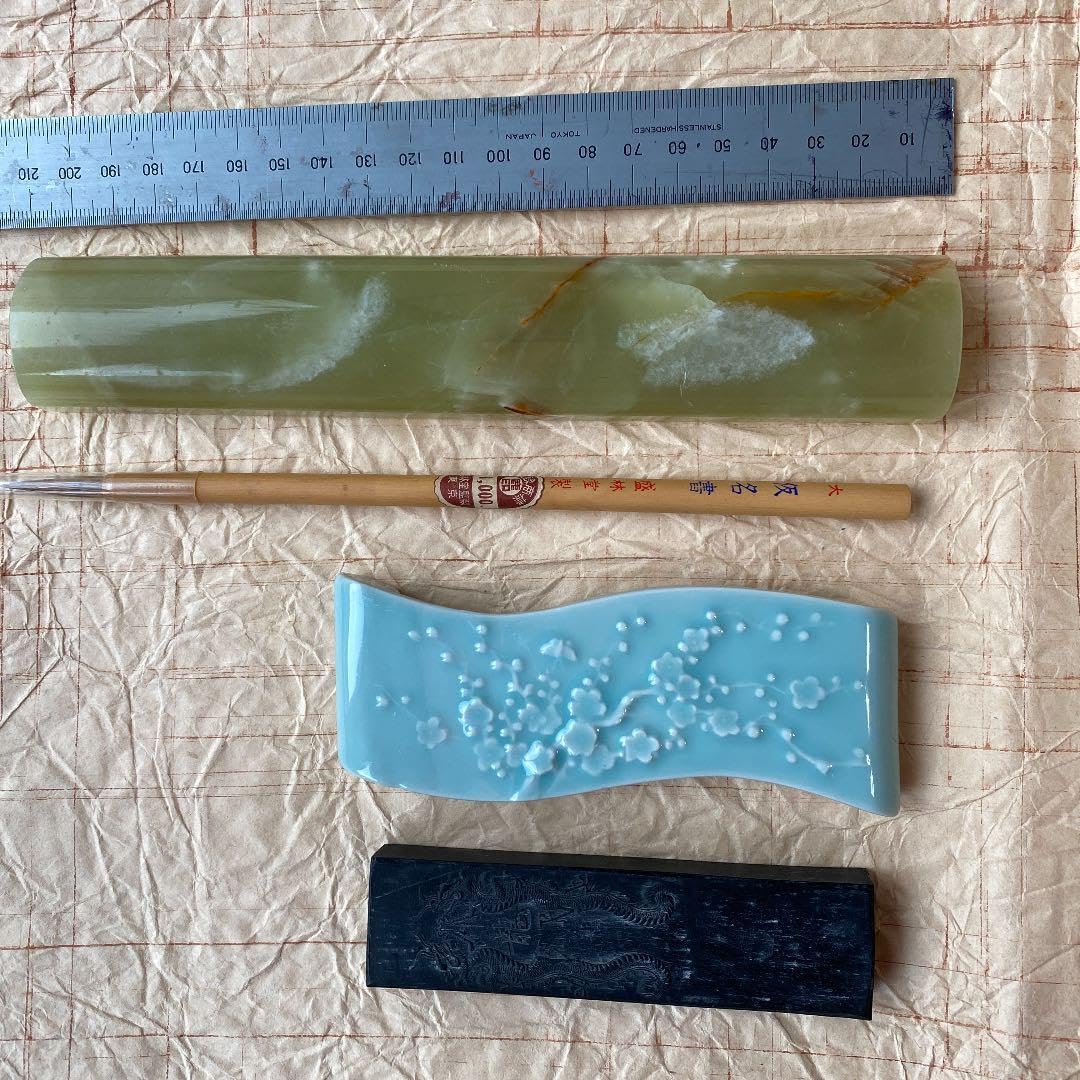 紫檀 象嵌貝殻 墨床 机面置物 筆架文房置物·案頭筆棚 書道具現代工芸品