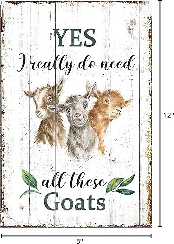 Miniatura 6 de Póster retro de cabras en lienzo para pared, pintura de lienzo con texto en inglés "Yes I Really Do Need All These Goats" ("Yes I Really Do Need All