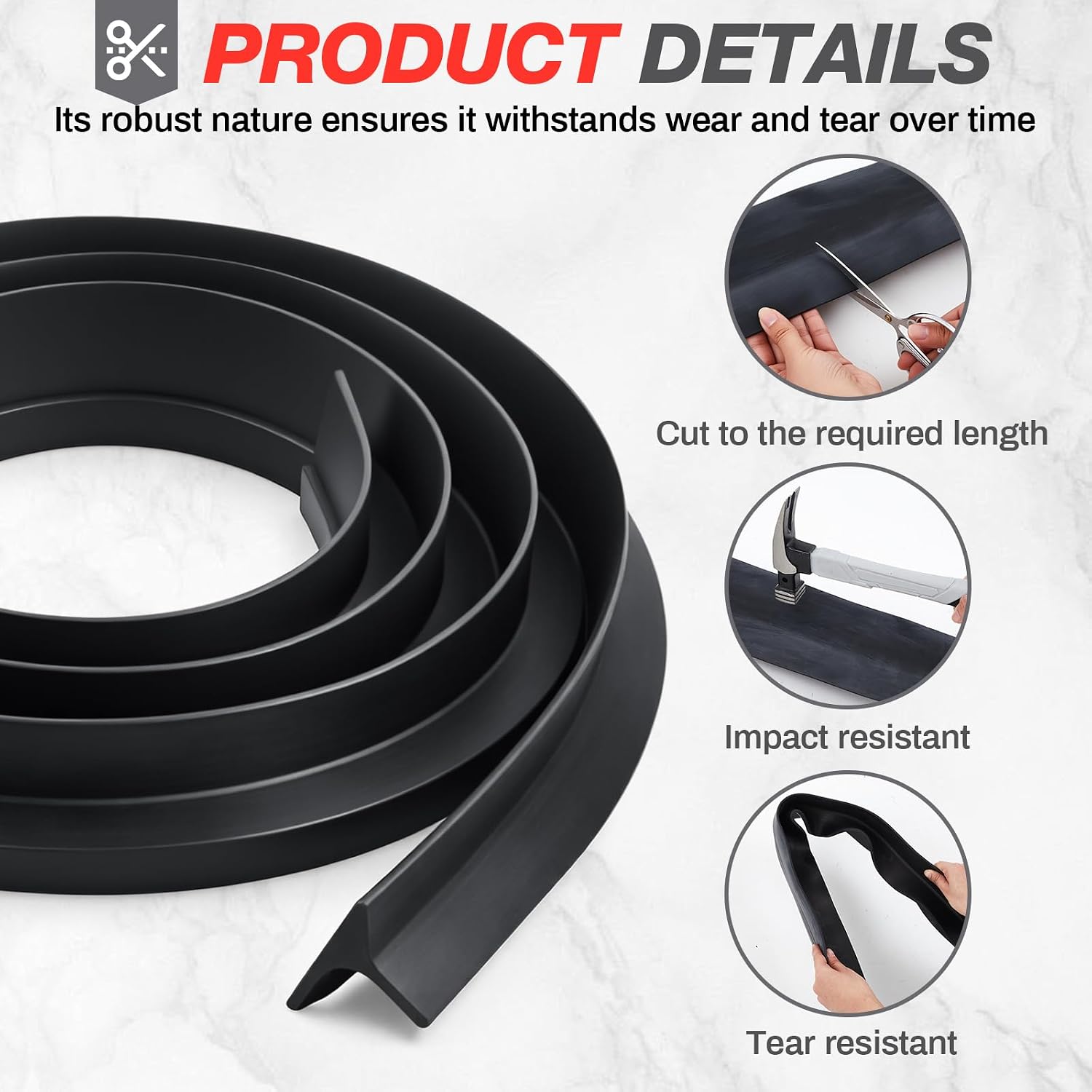 Pangda 11 Feet Truck Scale Rubber Molding Strip – Heavy Duty Weighbridge Gap Seal, Prevent Spillover Waterproof Dustproof Edge Sealing for Scale Pit & Platform