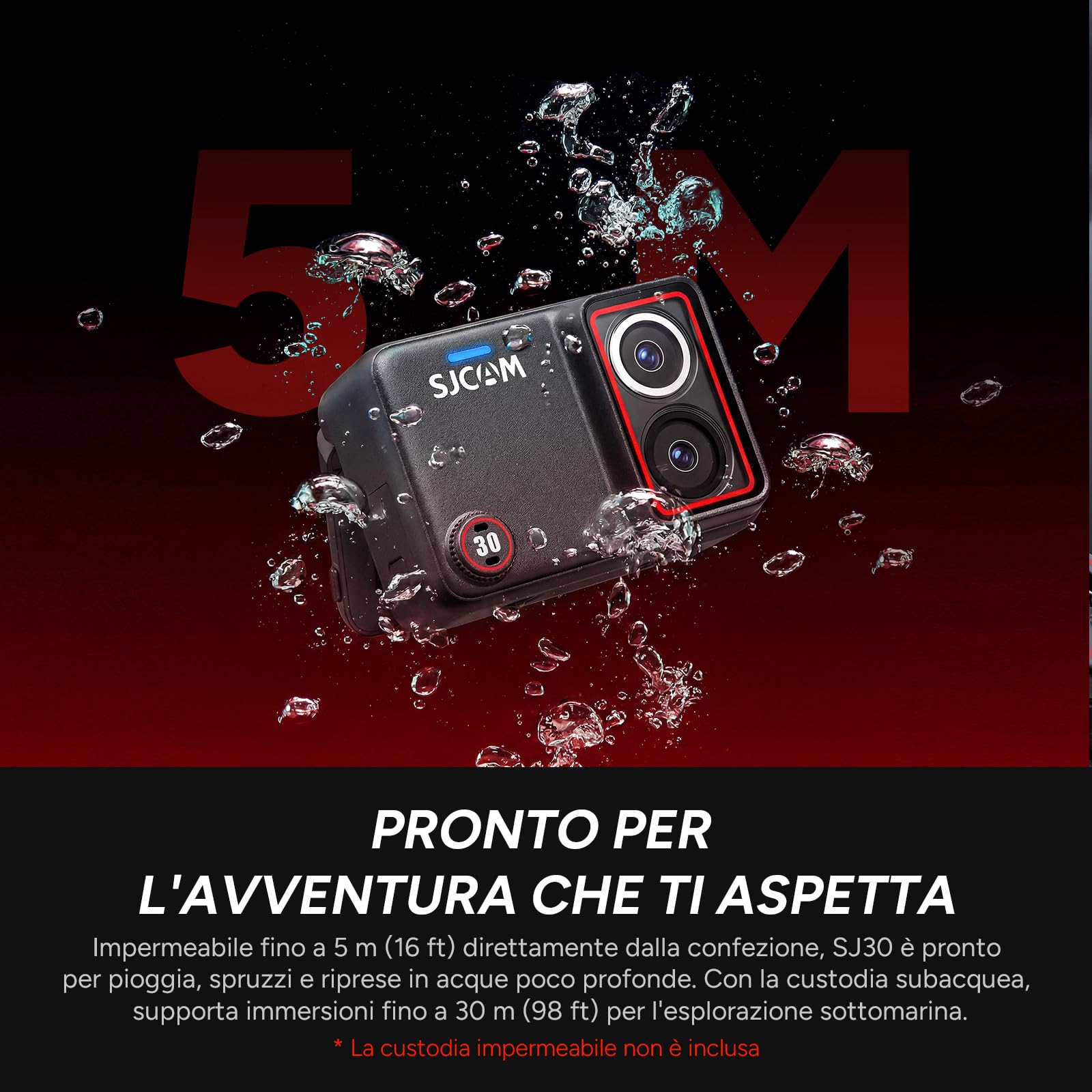 SJCAM SJ30 Action Cam 8K 20FPS 4K 60FPS, Vlog Camera per Creator, Batteria 7 Ore, Display Flip 2.51", Doppio Obiettivo Starlight, 8X Zoom, Impermeabile 5m, per Viaggi, Moto, Trekking e Outdoor
