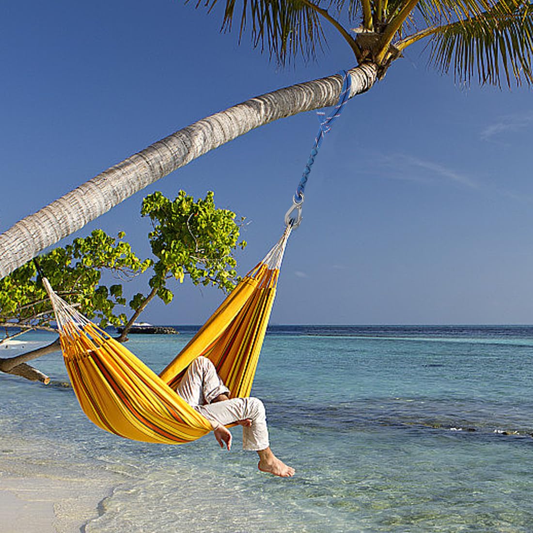 Tutamaz Corde à Bascule, 150 Cm, Pour Fixation D'arbre, Corde De Suspension, Réglable, Sangle De Fauteuil Suspendu Avec Mousqueton, Balançoire D'arbre, Fixation Pour Balançoire, Hamac - 1 Pièce