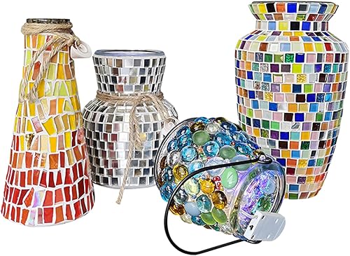 Miniatura 5 de Azulejos de mosaico de 36 unidades 7.05 oz, paquete de azulejos de mosaico de cuentas planas de vidrio para decoración del hogar, manualidades,