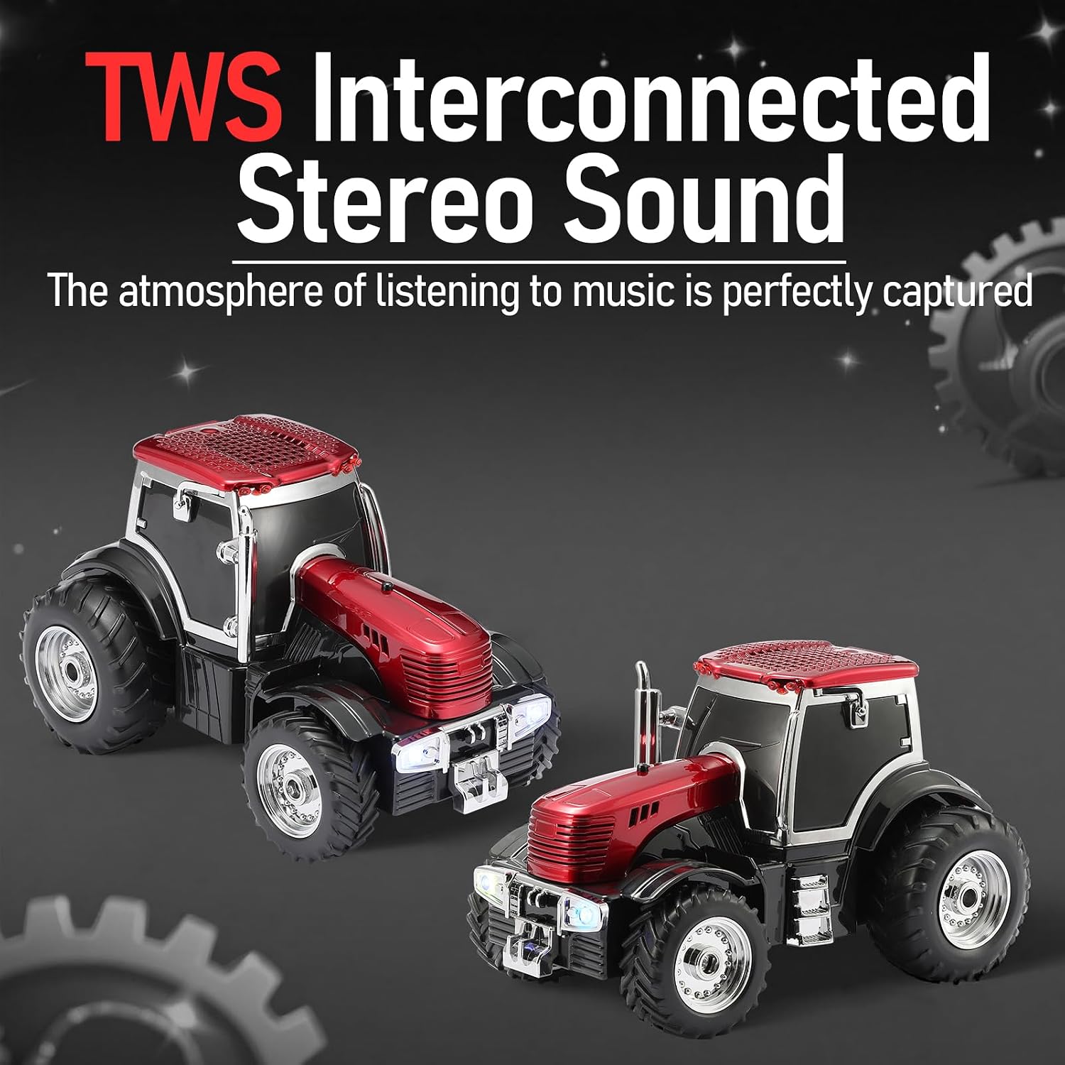 WSTER WS-560 Farm Tractor Bluetooth Speaker with LED Lights (Red) image 5