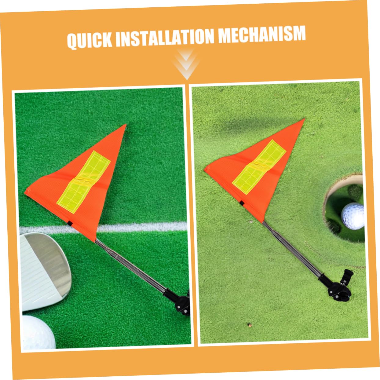 SUPVOX 2 Banderas de Seguridad Telescópicas Naranjas para Carrito de Golf | Mástil Reflectante de Acero Inoxidable y Pvc, Instalación Rápida, Uso en Sillas de Ruedas y Otros Dispositivos