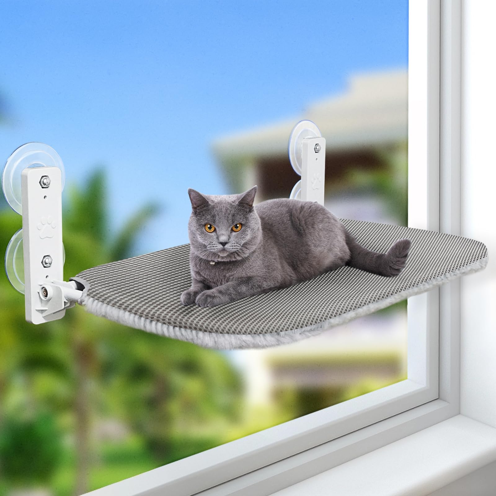 MEWOOFUN Katzen Fensterhängematte 2er Set - Faltbares Katzenbett Bis 18kg, 54x30cm