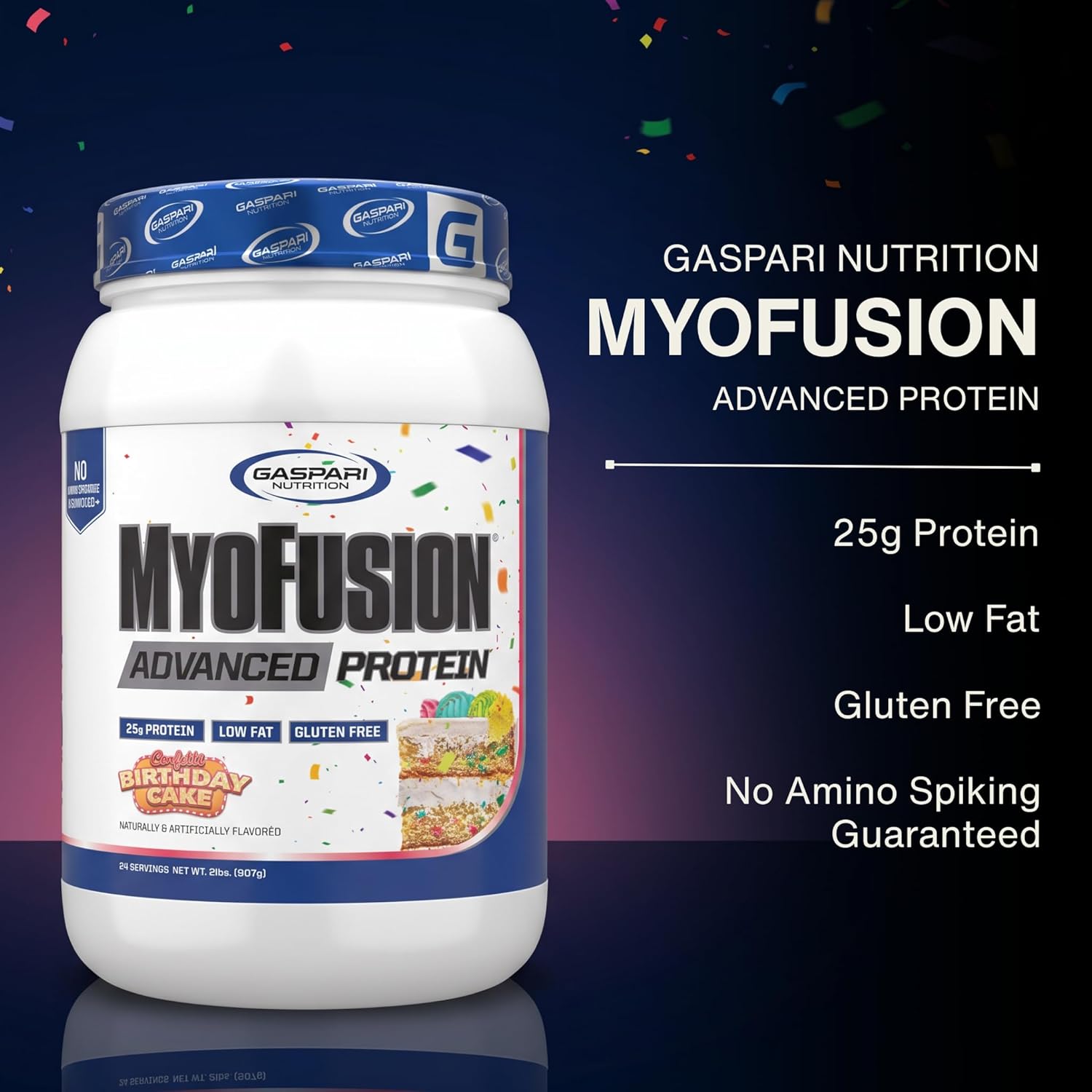 Gaspari Nutrition Myofusion Advanced Protein, Protein Blend with Whey Protein, Casein Protein and Isolate Protein, Low Fat and Gluten Free (2lbs, Chocolate)