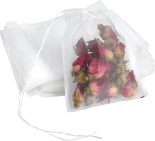 50 bolsas de té sueltas, bolsas de filtro de té, bolsas de malla desechables con cordón pequeño, bolsas de té vacías para café, bolsita de especias,