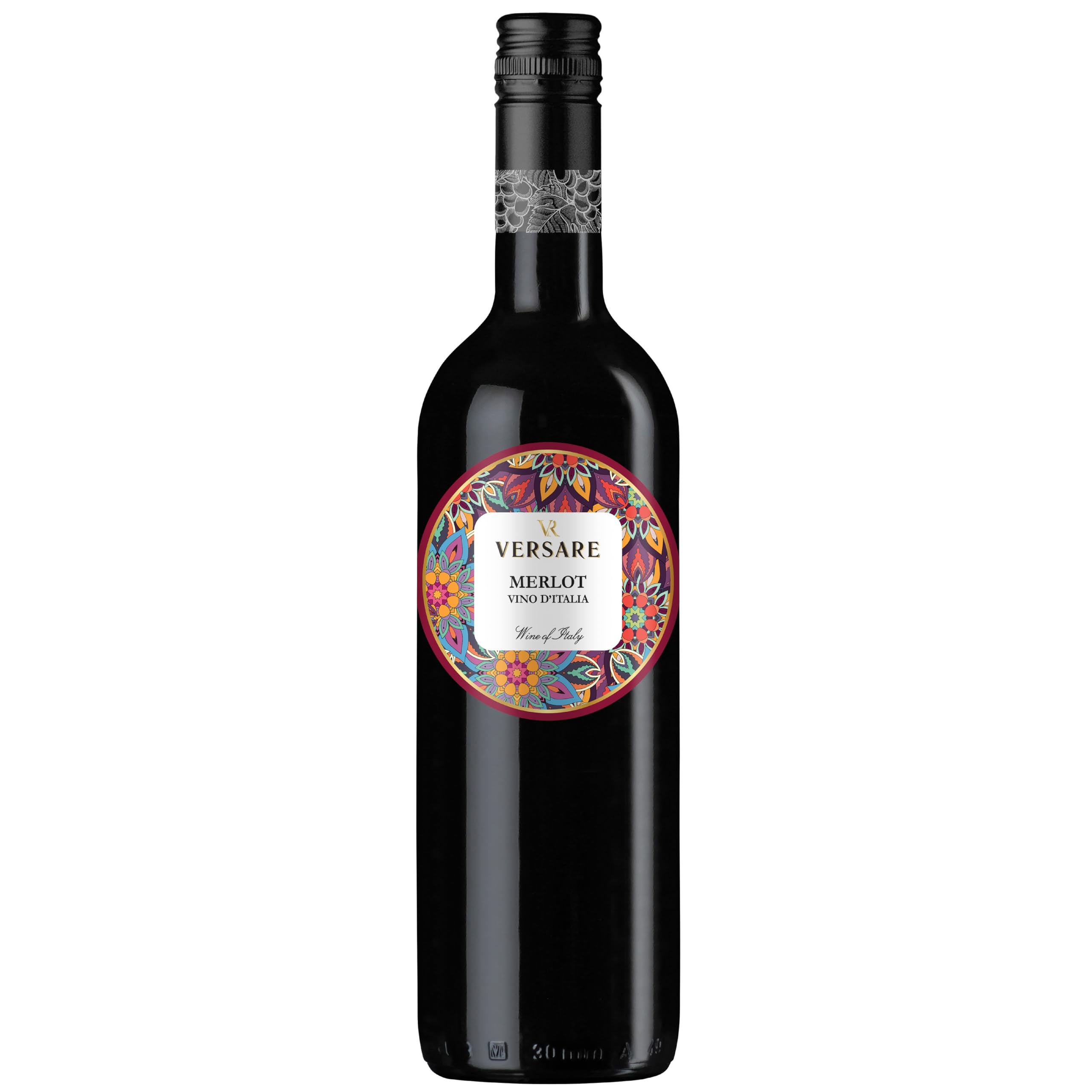 Versare Merlot Italian Red Wine from Veneto Case of 6, 75cl Bottles - Smooth Plum and Red-Fruit Character – for Pasta, Risotto and Cosy Dinners at Home