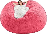 Vista 11 de Funda para silla tipo puf de piel gigante para niños y adultos, (sin relleno), muebles de sala de estar, grande, redondo, suave, esponjoso, de piel