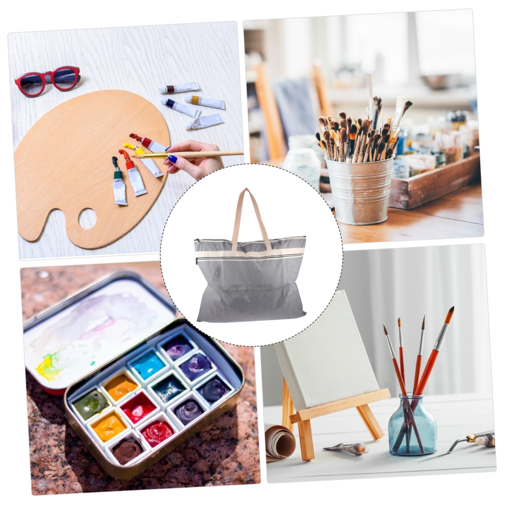 Holibanna 2Pezzi Borsa Multi per Archiviazione Documenti per Ufficio e Arte con Cerniera e Tasca Laterale Capacità e Maniglie