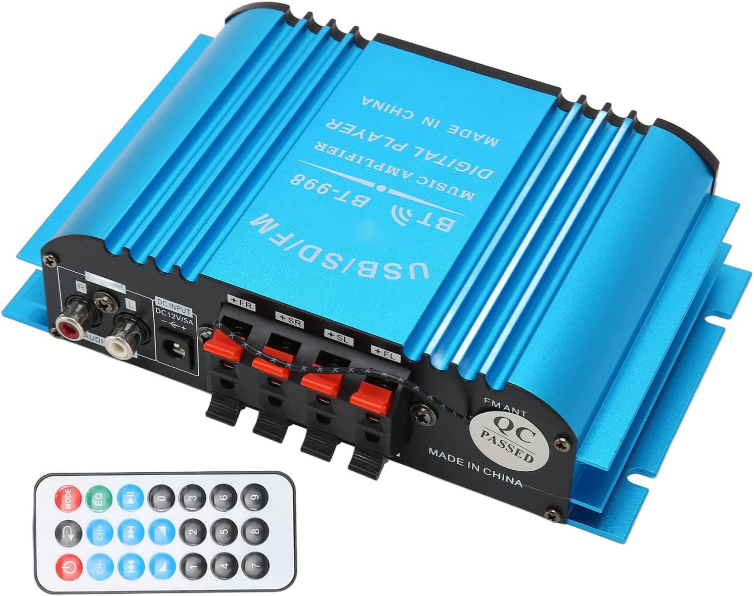 Car Audio Subwoofer Amplifier, 12V Car Stereo Amplifier, 20W x 4 Wireless Bluetooth