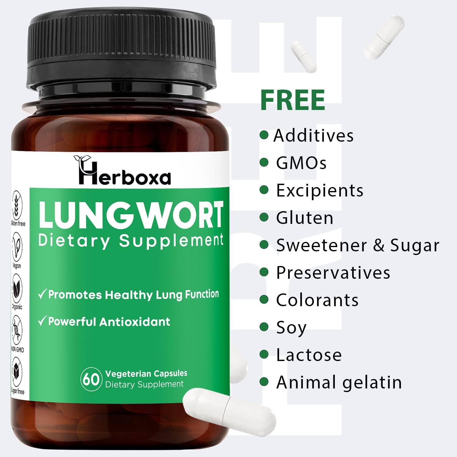 Buy Herboxa Lungwort Lung Support Supplement Lung Detox Capsules for
