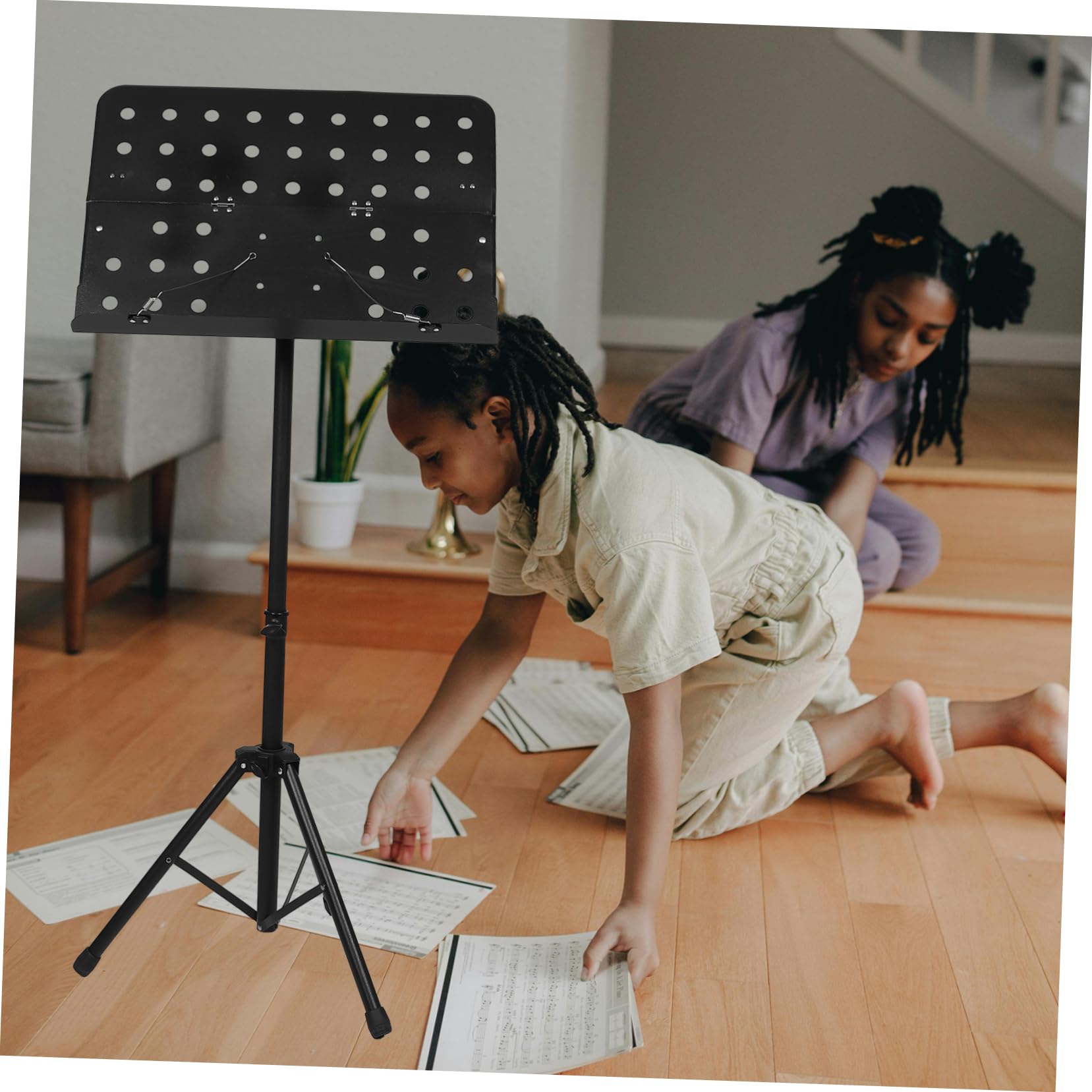Toyvian Supporto per Spartiti Musicale Pieghevole e Regolabile in Altezza, Supporto Stabile in Plastica e Ferro, Portatile per Esibizioni e Viaggi