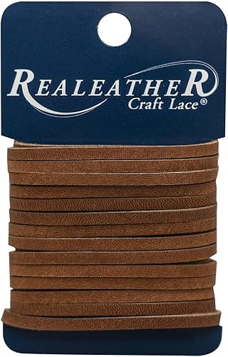 Realeather Crafts 153822 Latigo Lace .125 pulgadas X4yd cardado, marrón medio